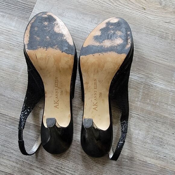 Anne Klein Wylie black Size 7.5 leather pumps heels - Picture 5 of 6